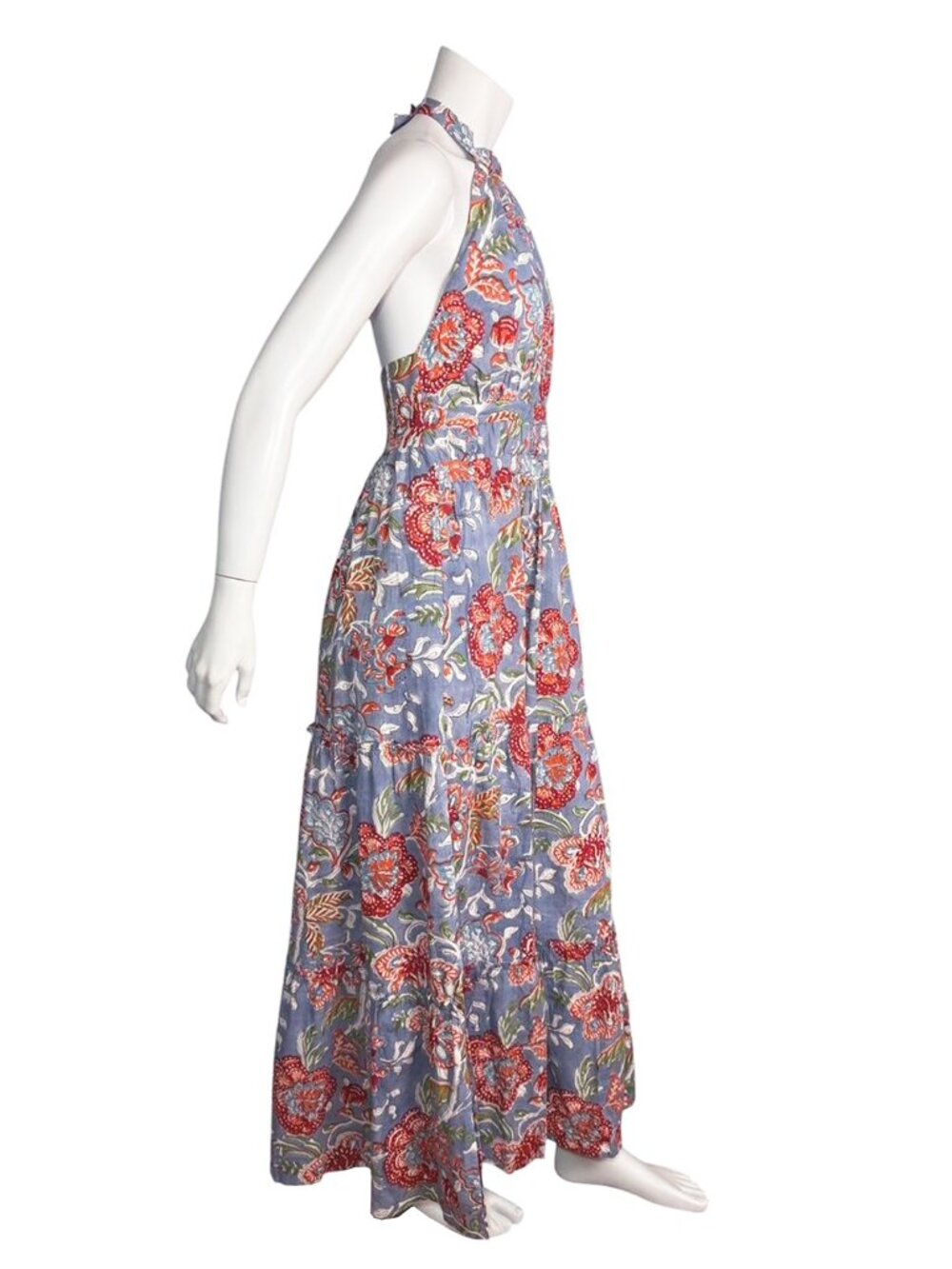 BLOCK PRINT Cotton Maxi Halter Dress - Picture 3 of 8